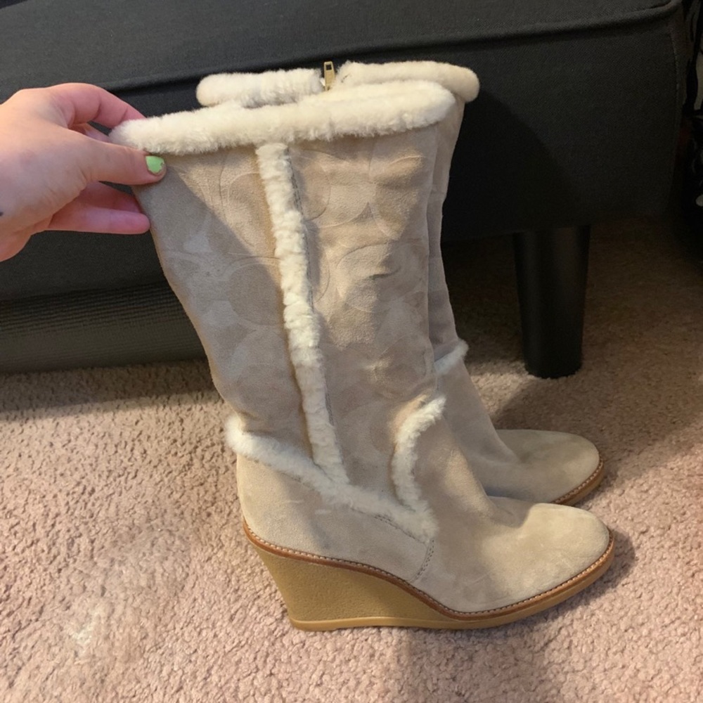 Coach Genuine Jordana Suede and Shearling Boots shoes